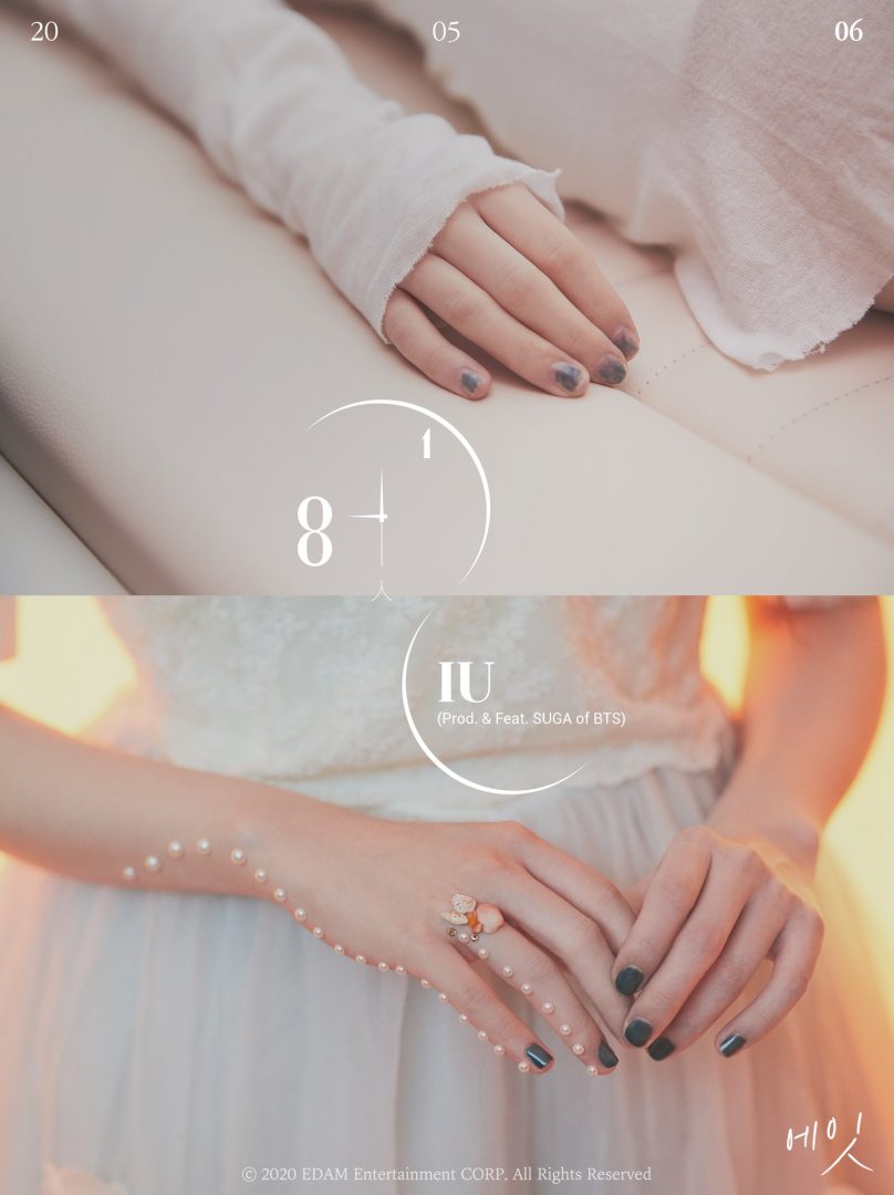 First teaser image of  IU's  upcoming comeback single “eight” (Prod. & Feat. SUGA of BTS)