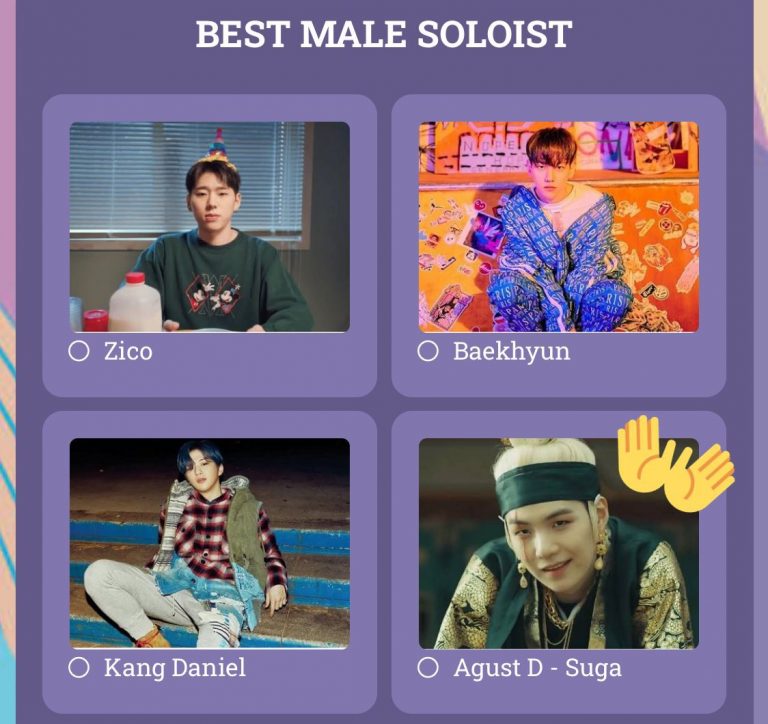 Vote for SUGA as best soloist in The Big 20 Charts awards.